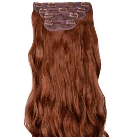24” CURLY AUBURN COPPER 280 GRAMS 4 PEICE CLIP INS main image 8
